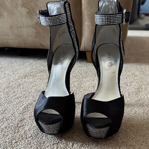 Bakers Glamorous Black and Silver Heels